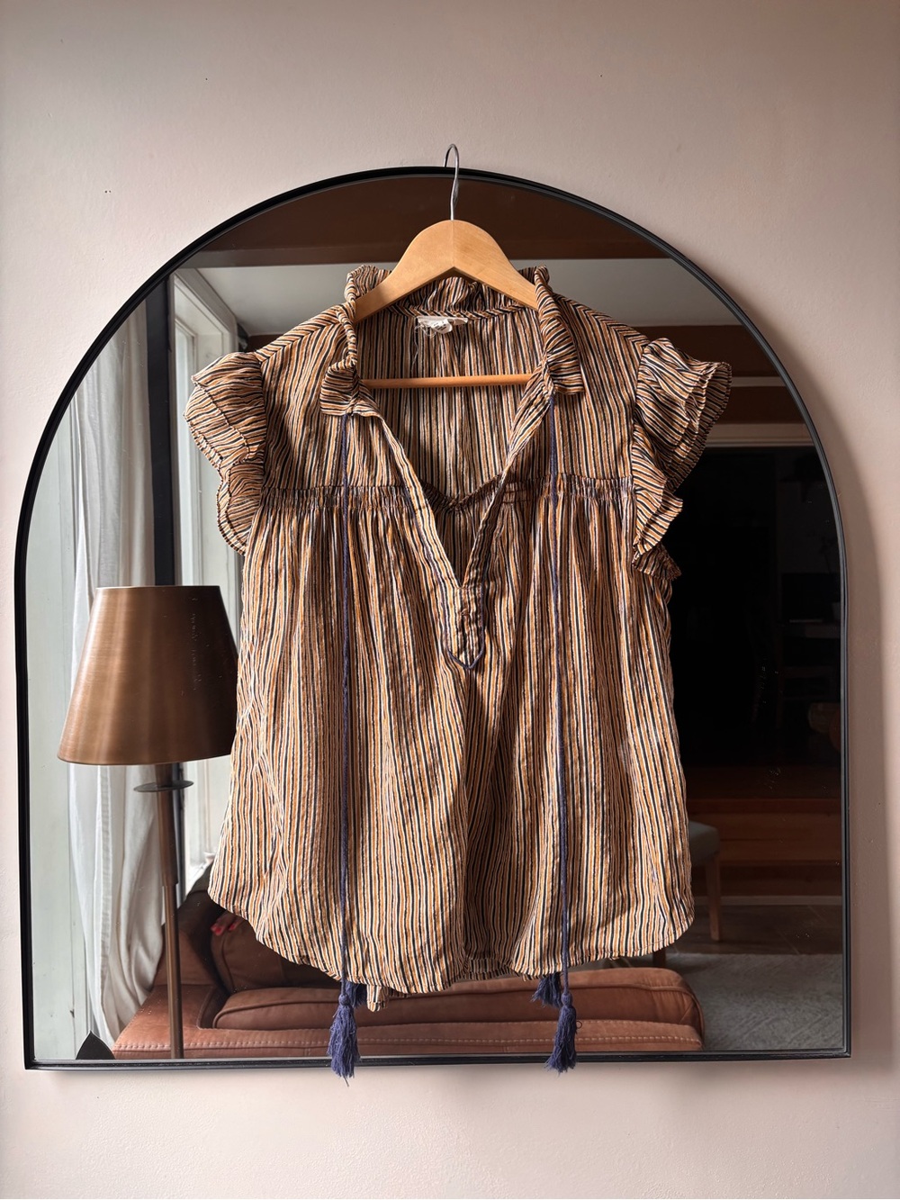The KORNER | striped ruffle sleeve tank | size small
